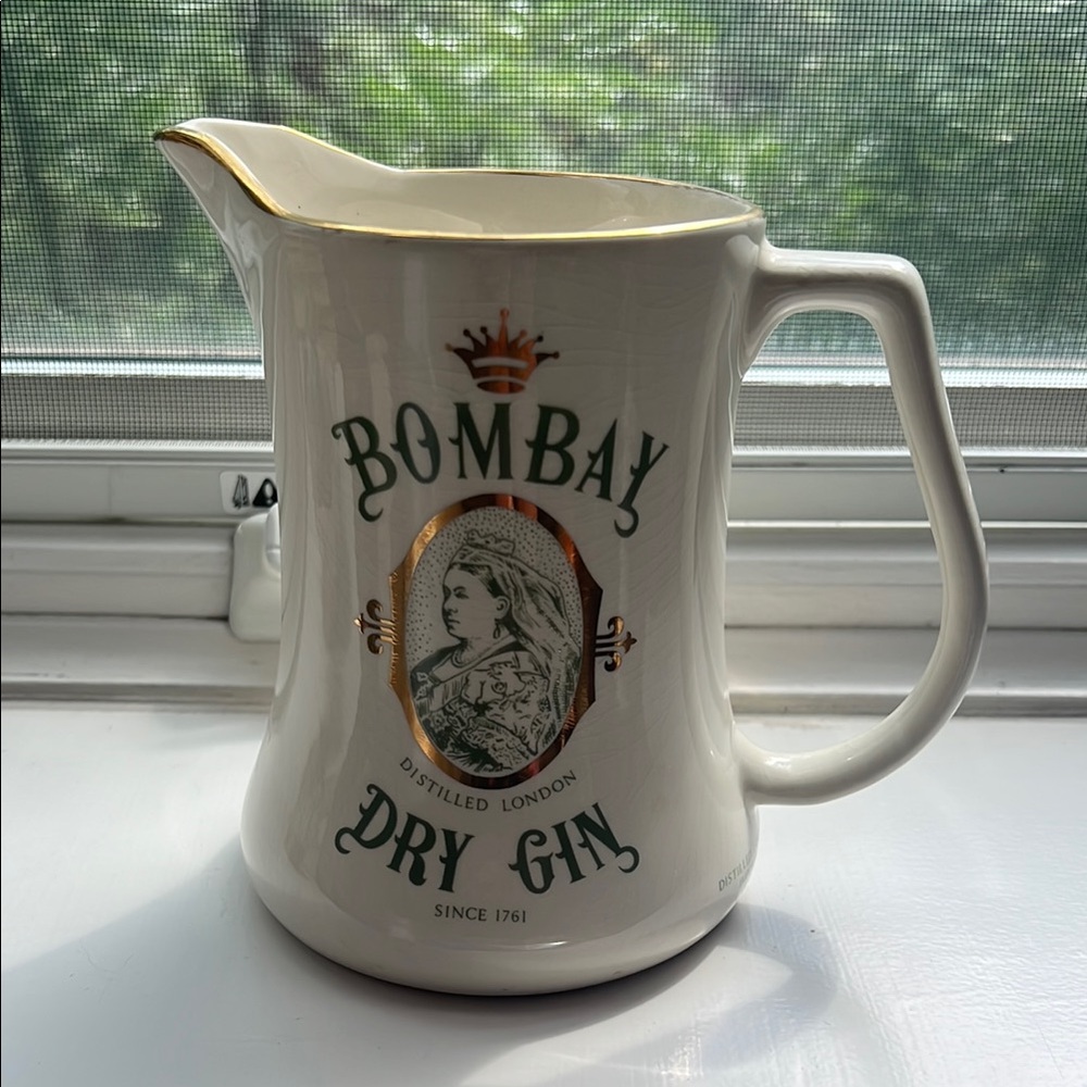 Vintage Staffordshire Ceramic Bombay Dry Gin Pitcher